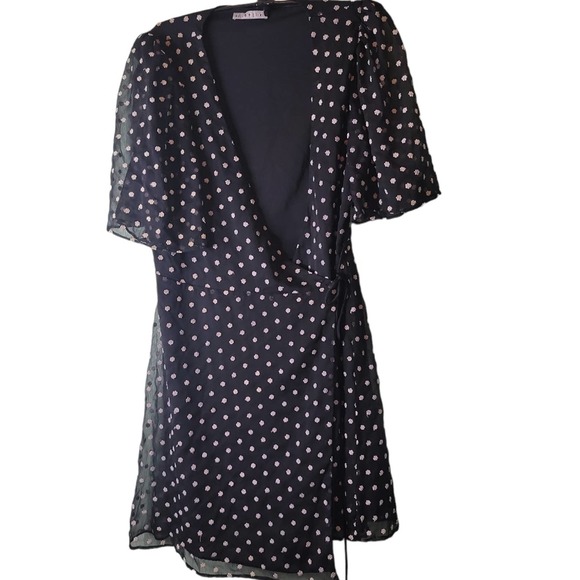 Alice + Olivia Dress Sz 6 Poka Dot Black and White Regency Core Wrap sexy - Picture 2 of 7